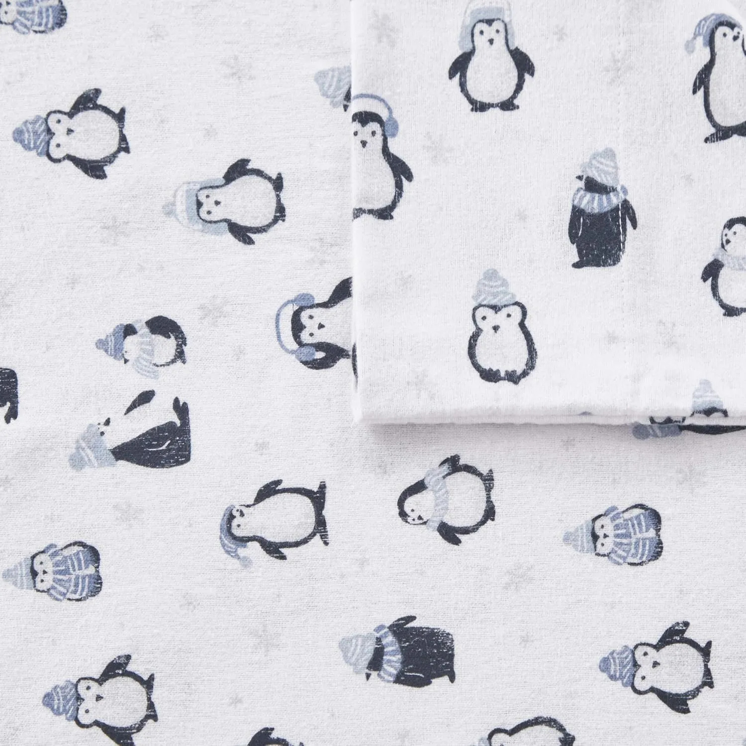Intelligent Design Cozy Soft 100% Cotton Flannel Print Animals Stars Cute Warm, Ultra Soft Cold Weather Sheet Set Bedding, Twin XL, Blue Penguins 3 Piece