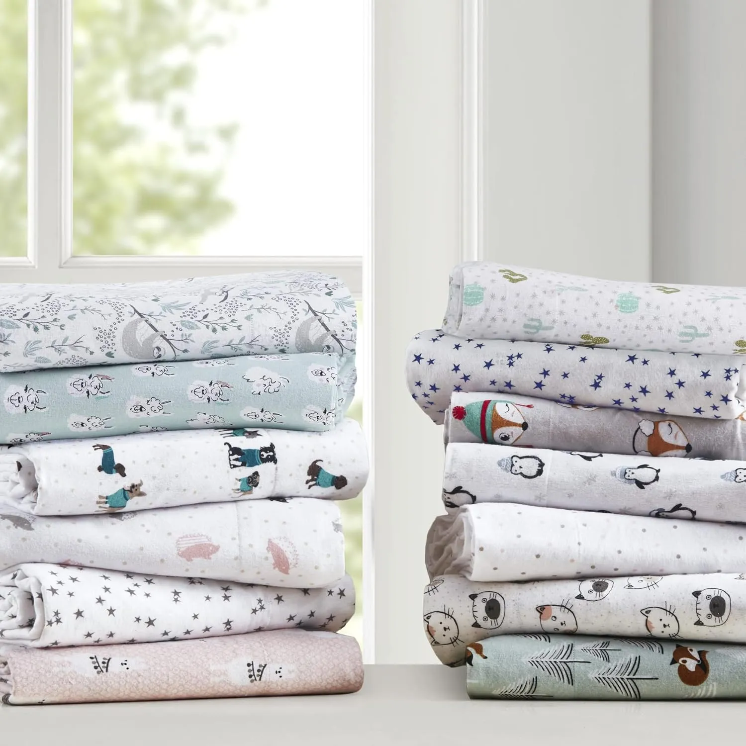 Intelligent Design Cozy Soft 100% Cotton Flannel Print Animals Stars Cute Warm, Ultra Soft Cold Weather Sheet Set Bedding, Twin XL, Blue Penguins 3 Piece
