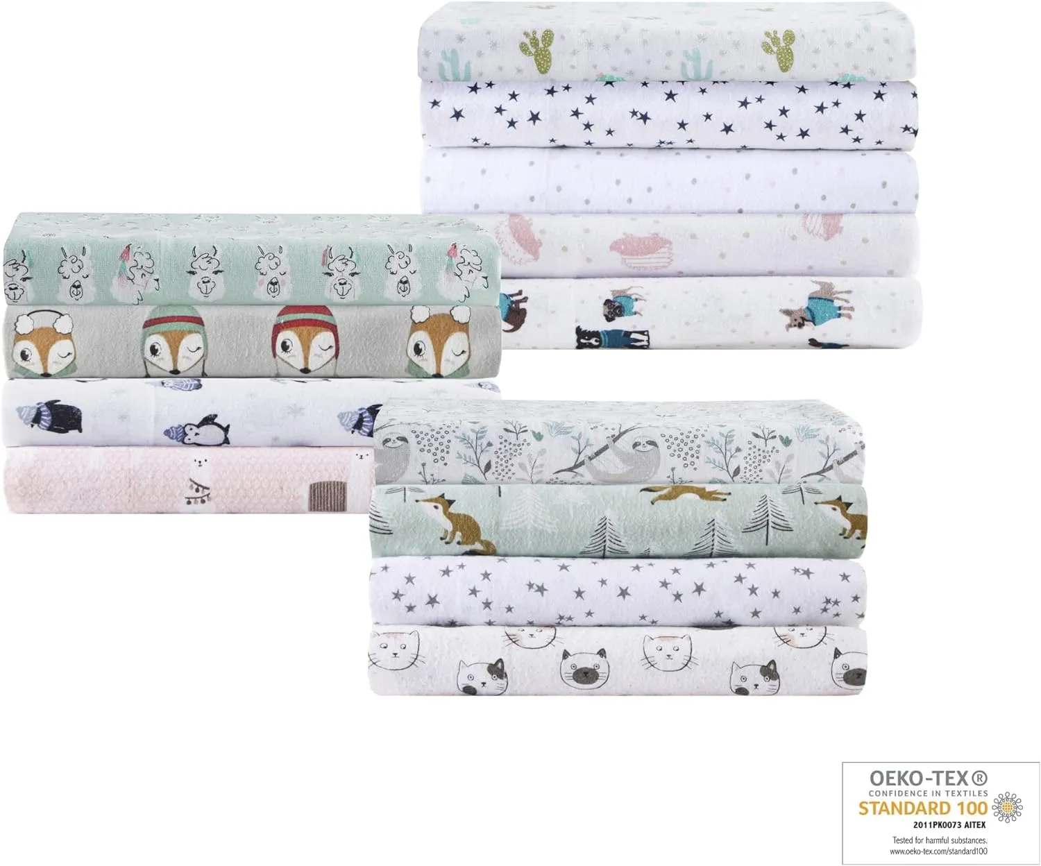 Intelligent Design Cozy Soft 100% Cotton Flannel Print Animals Stars Cute Warm, Ultra Soft Cold Weather Sheet Set Bedding, Twin XL, Blue Penguins 3 Piece