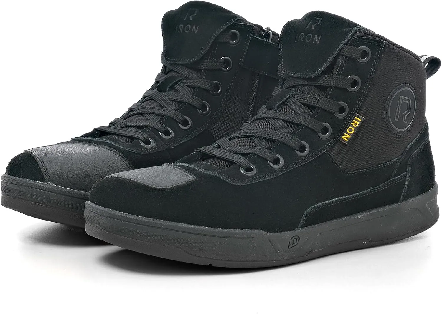 IRON JIA'S Motorcycle Shoes for Men, Anti-Slip Breathable Casual Motorcycle Riding Boots with Ankle Support, Shift Pad Black 12