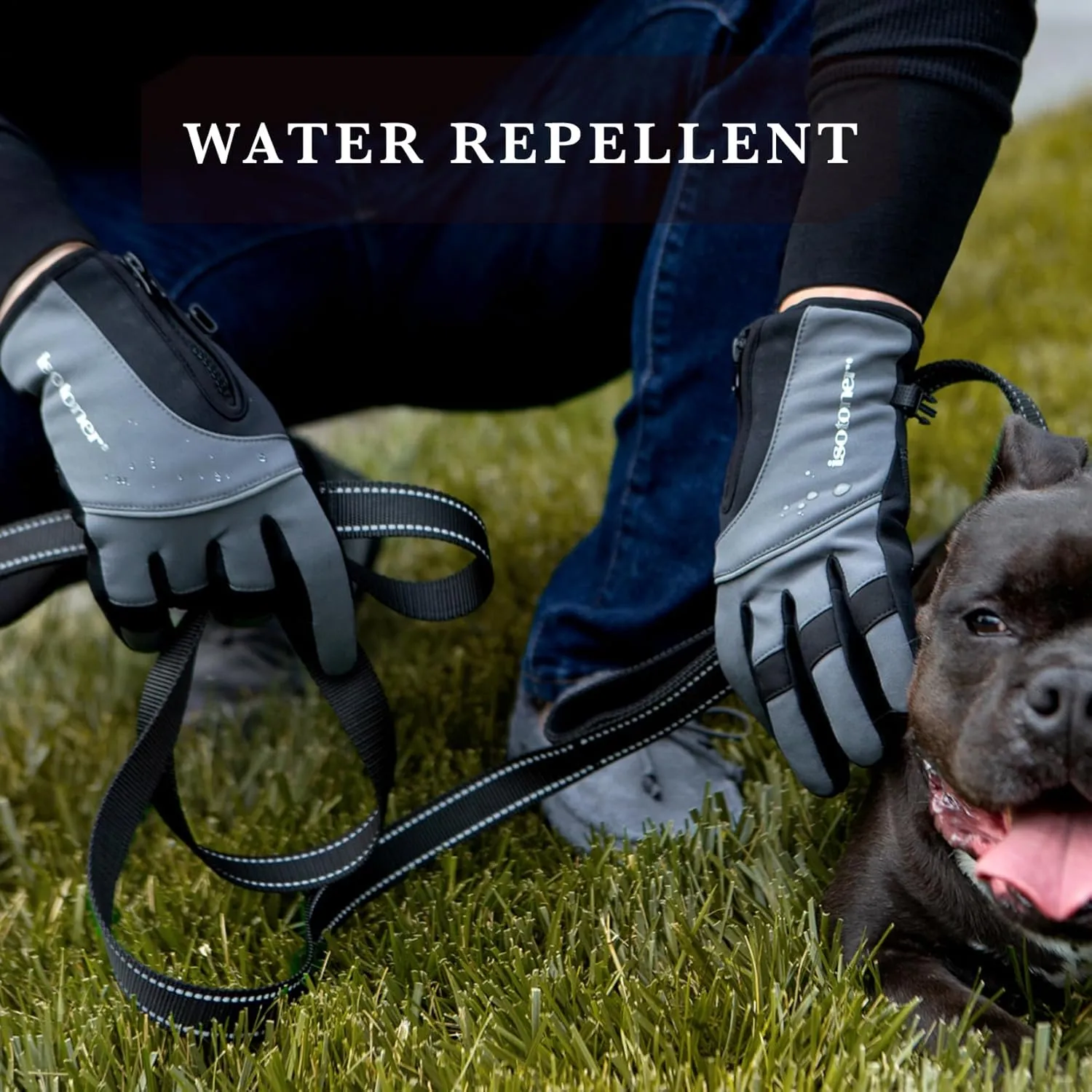 isotoner Mens Neoprene Sport Gloves with Zipper Closure, Touchscreen Compatibility and Water Repellency