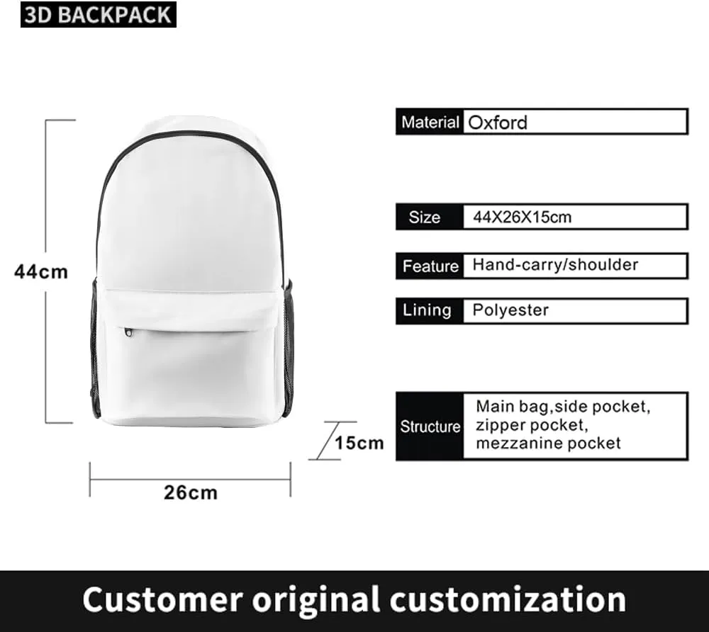 ItsFunneh Krew District Merch Zipper Backpack Men/Women Funny Cartoon Canvas Bag Oxford Cloth Travel Bag (HL07124)