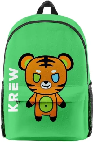 ItsFunneh Krew District Merch Zipper Backpack Men/Women Funny Cartoon Canvas Bag Oxford Cloth Travel Bag (HL07124)