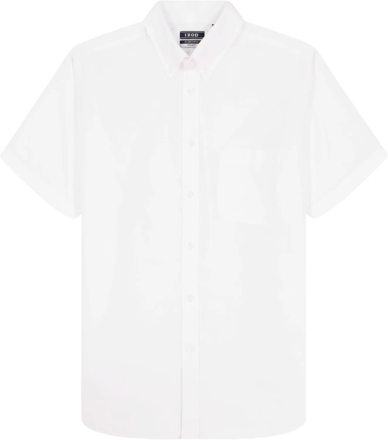 IZOD Men's Dress Shirt Regular Fit Oxford Short Sleeve All Over Stretch Button Down Collar