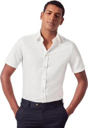 Jermyn Street Collection by Hawes and Curtis - Men's Short Sleeve White Dress Shirt – 100% Cotton Oxford, Regular Fit