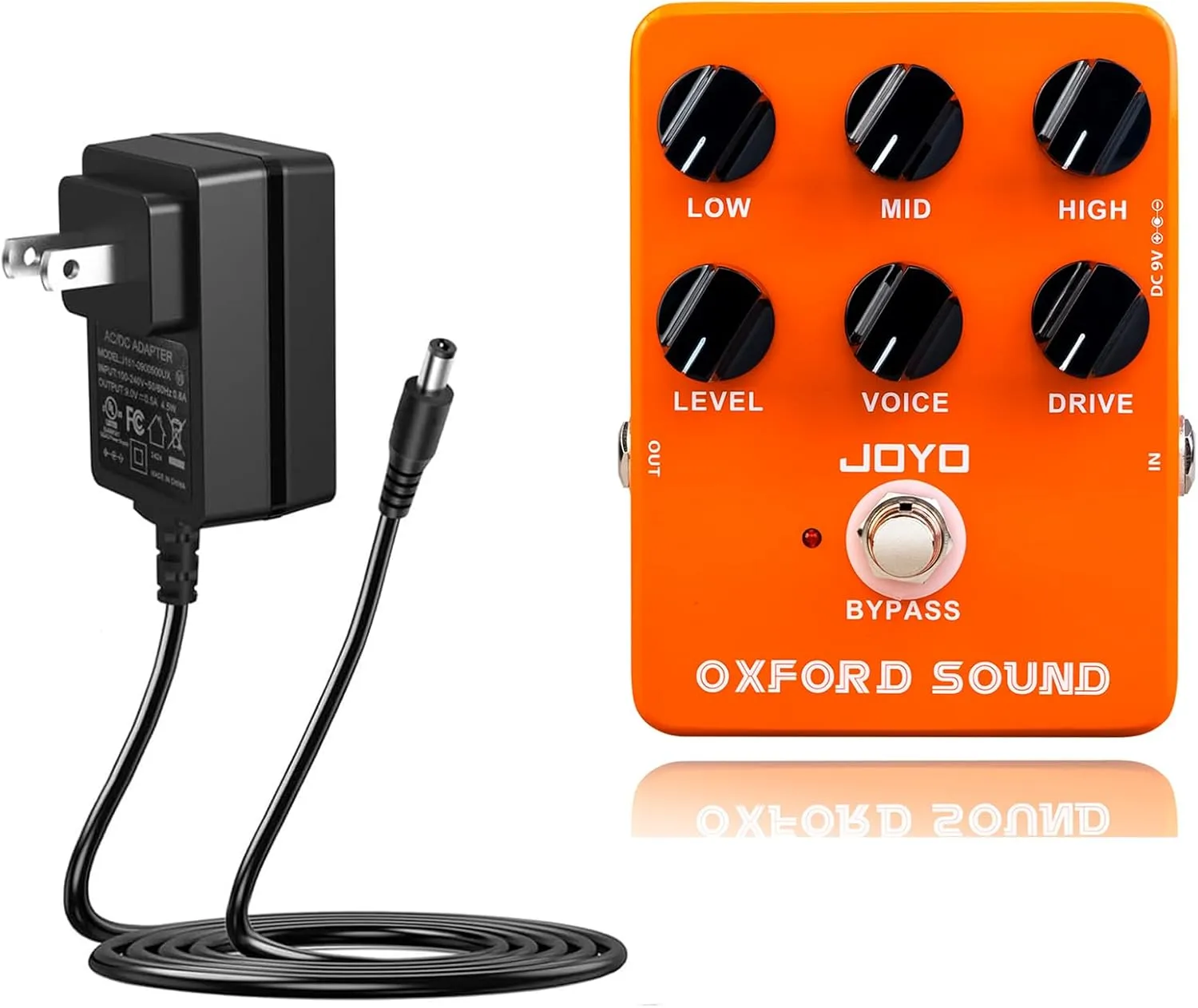 JOYO Overdrive Guitar Effect Pedal (Oxford Sound JF-22) Bundle with JOYO DC 9V 500mA Guitar Pedal Power Supply Adapter