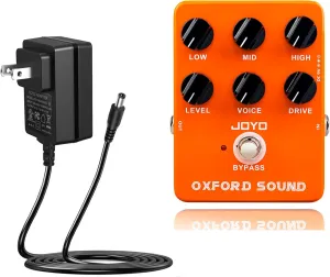 JOYO Overdrive Guitar Effect Pedal (Oxford Sound JF-22) Bundle with JOYO DC 9V 500mA Guitar Pedal Power Supply Adapter