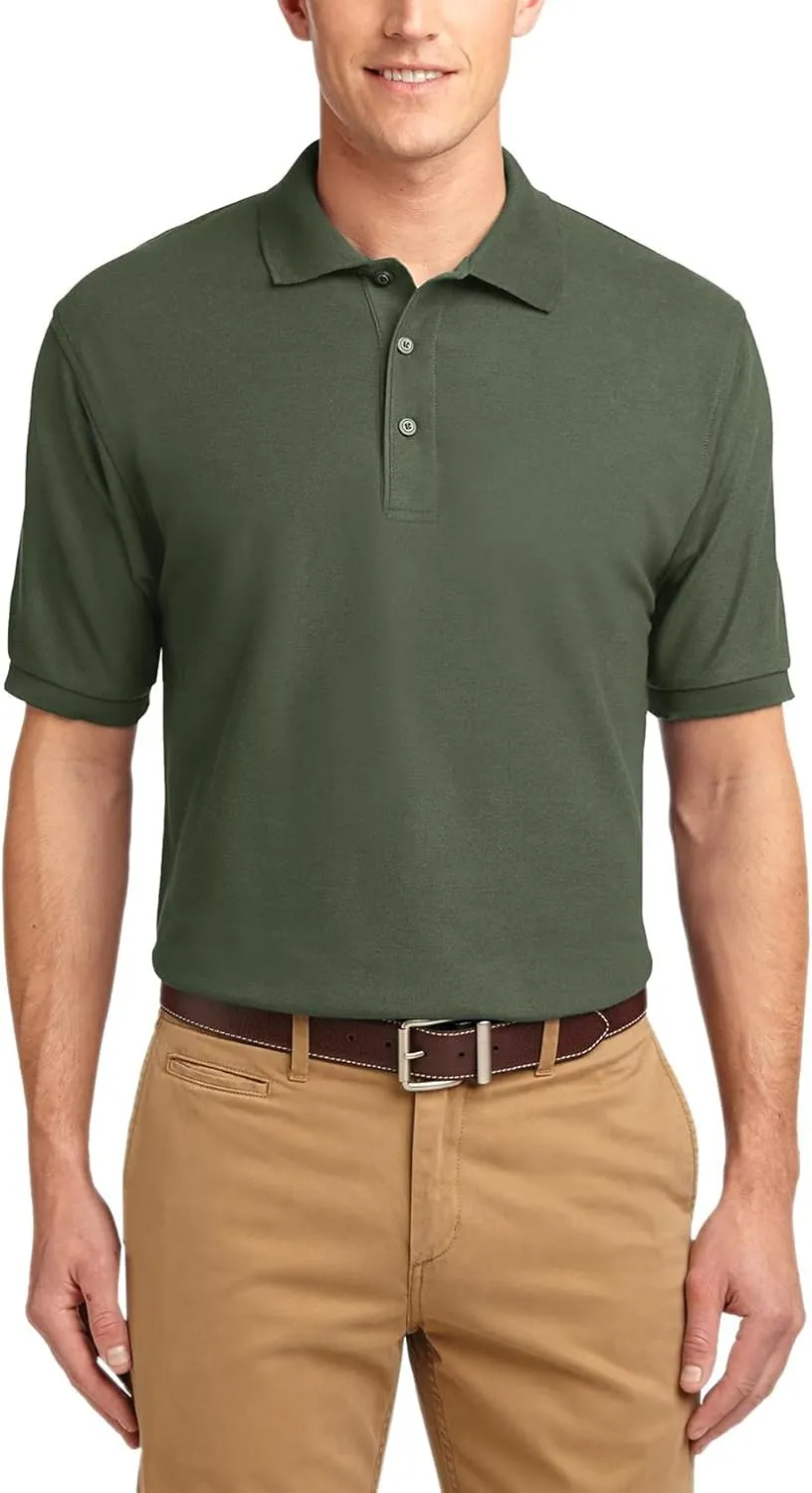JustBlanks Men's Short Sleeves Silk Touch Polo Shirt 5-Ounce, Cotton-Poly Flat Knit Collar-Cuffs Polo Shirt for Men