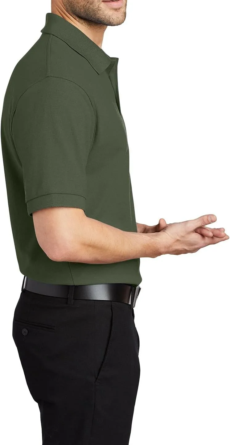 JustBlanks Men's Short Sleeves Silk Touch Polo Shirt 5-Ounce, Cotton-Poly Flat Knit Collar-Cuffs Polo Shirt for Men