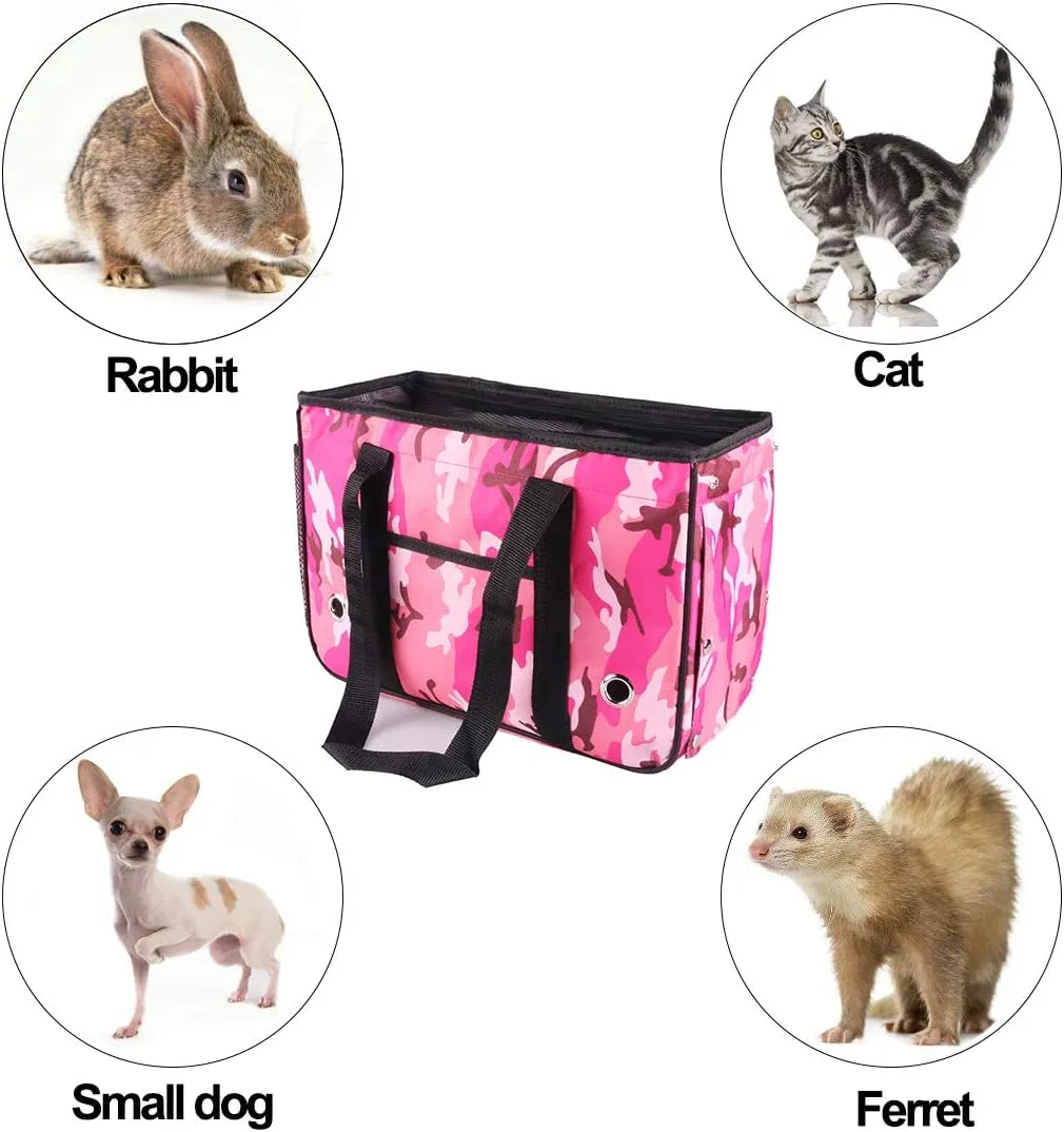 KAMEIOU Small Dog Cat Purse Carrier Soft-Sided Bag for Small Pets Pocket Mat Breathable Mesh Window Outdoor Travel Small Pet Puppy Cat Carrier Tote Bag for Small Dogs Rabbits Cats Carrier Shoulder Bag