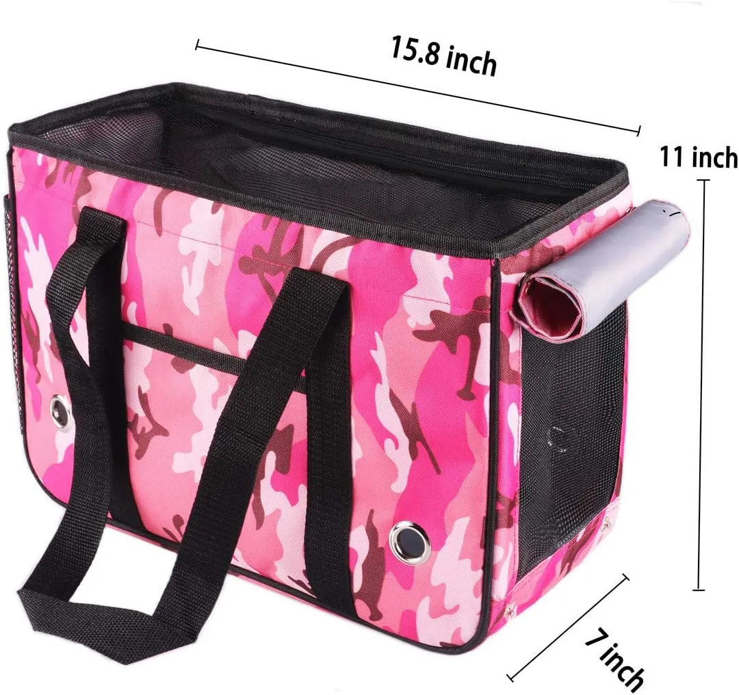 KAMEIOU Small Dog Cat Purse Carrier Soft-Sided Bag for Small Pets Pocket Mat Breathable Mesh Window Outdoor Travel Small Pet Puppy Cat Carrier Tote Bag for Small Dogs Rabbits Cats Carrier Shoulder Bag