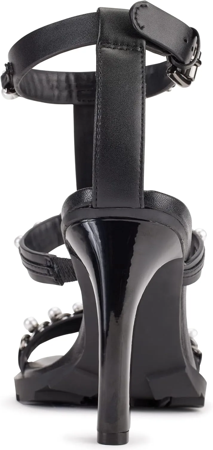 KARL LAGERFELD Women's Midge T-Strap Studded Heel Sandal