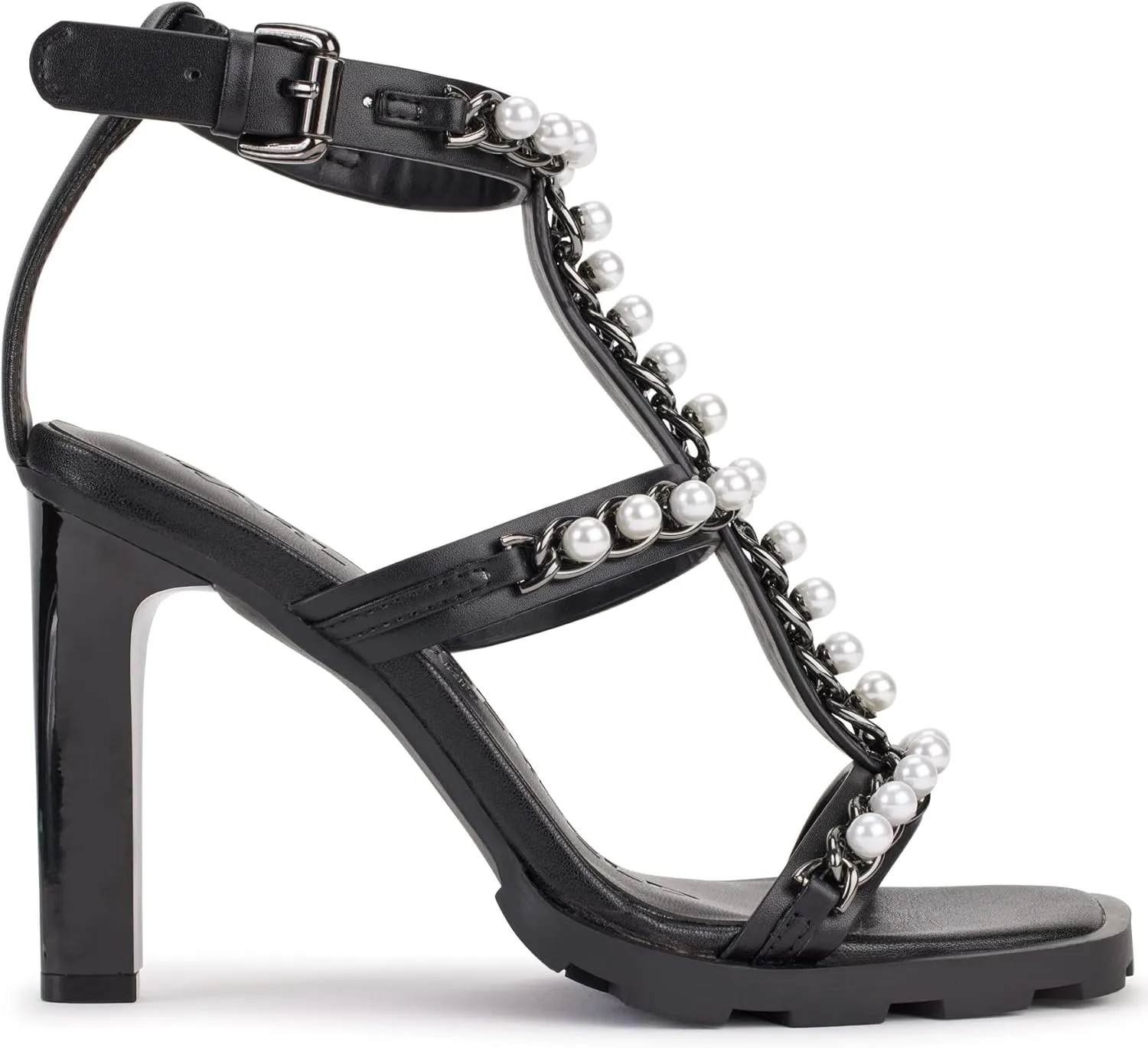 KARL LAGERFELD Women's Midge T-Strap Studded Heel Sandal