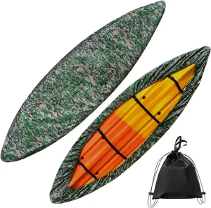 Kayak Cover, 420D Waterproof Kayak Covers for Outdoor Storage, Ultra Strong Canoe Storage Oxford UV Resistant Dust Cover Sunblock Fishing Boat Cover Shield Protector- Camouflage