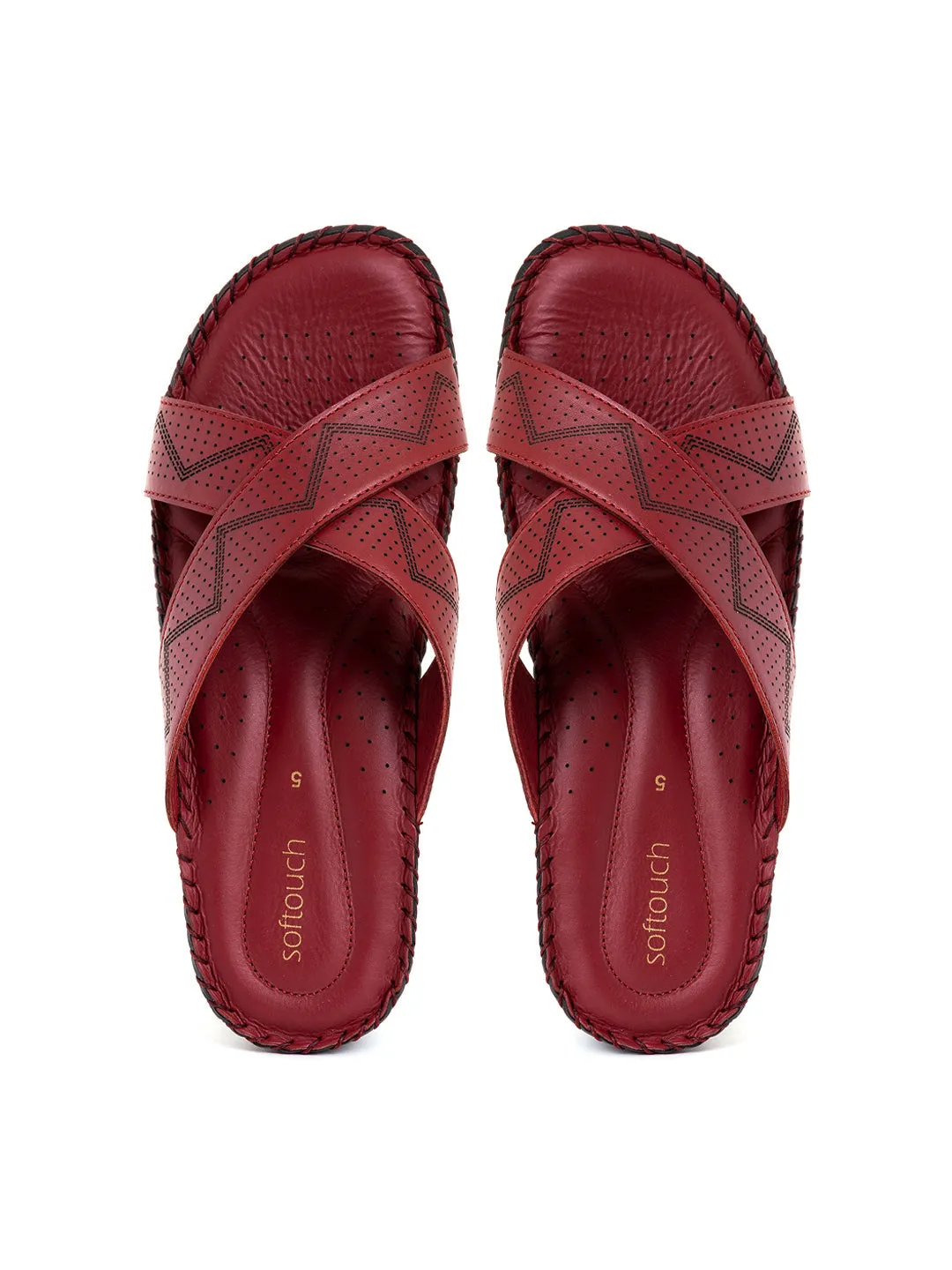 Khadim Softouch Leather Wedge Heel Mule Slip On Sandal for Women