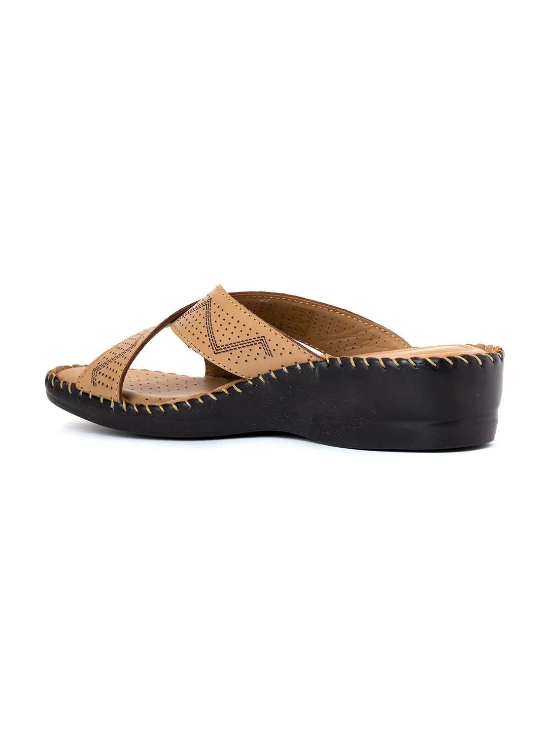 Khadim Softouch Leather Wedge Heel Mule Slip On Sandal for Women