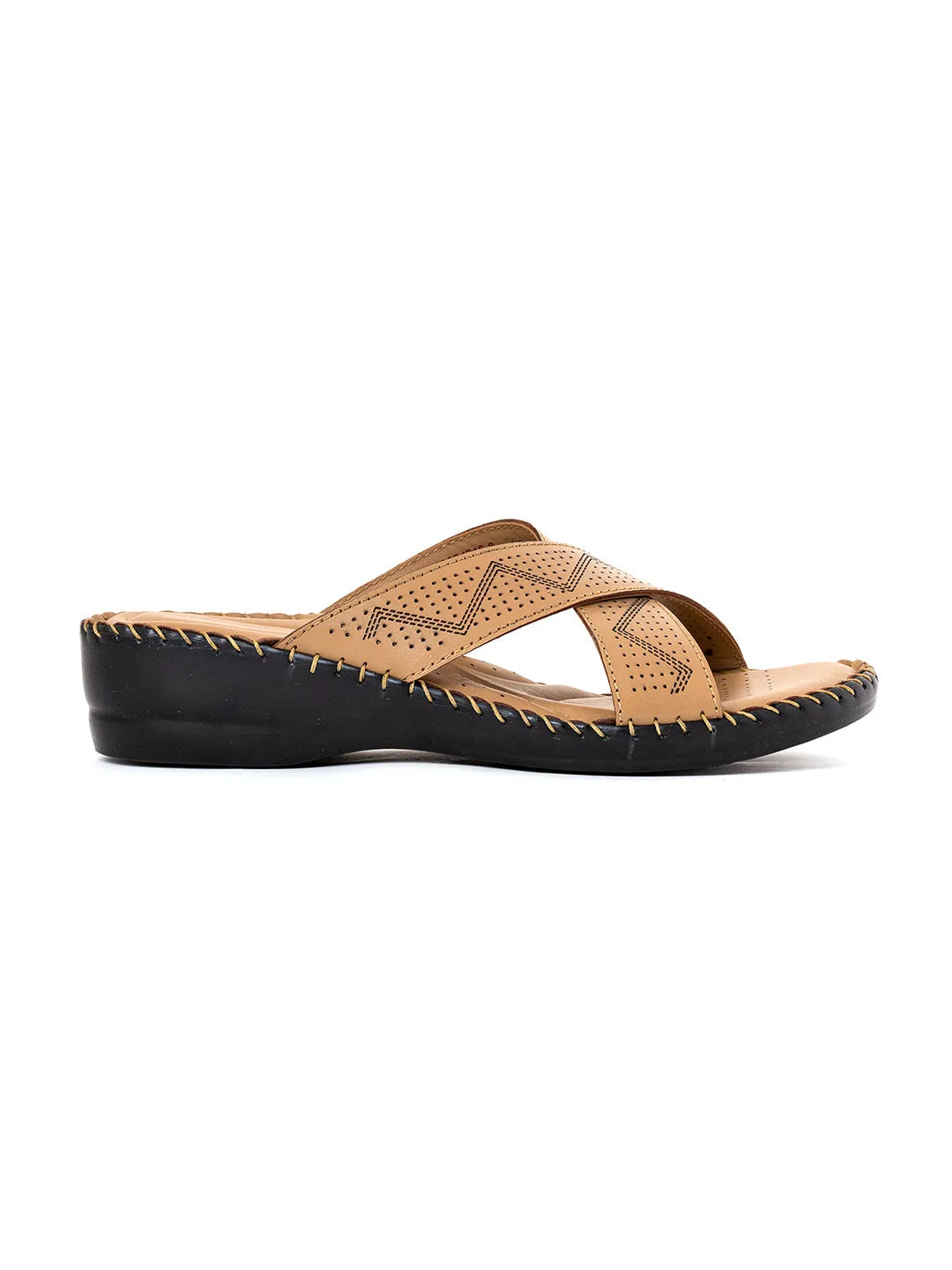 Khadim Softouch Leather Wedge Heel Mule Slip On Sandal for Women