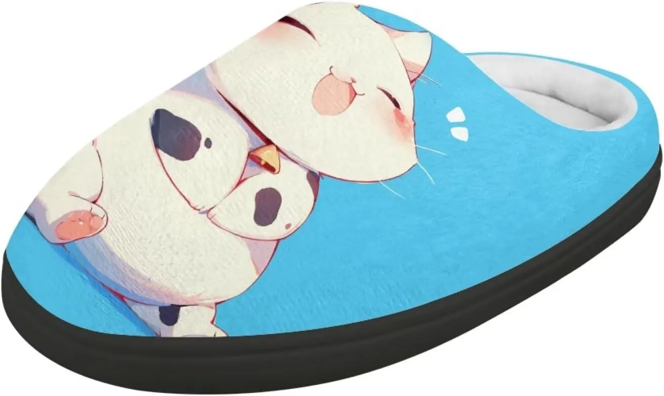 Kids Animal Print Slippers Soft Plush Warm Slippers Lightweight Non Slip Winter Fuzzy Flat Shoes House Shoes for Boys Girls US 9-15