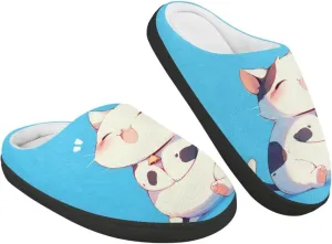 Kids Animal Print Slippers Soft Plush Warm Slippers Lightweight Non Slip Winter Fuzzy Flat Shoes House Shoes for Boys Girls US 9-15