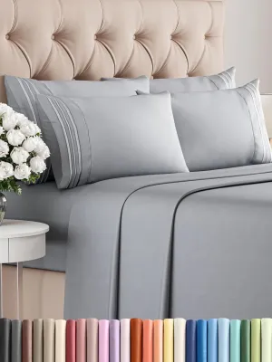 King 6 Piece Sheet Set - Comfy Breathable & Cooling - Ultra-Soft Hotel Luxury Bedding Set with 8-16 Inch Deep Pockets - 1 Flat & 1 Fitted Sheet & 4 Pillowcases - Wrinkle Free & Easy Care - Steel Blue