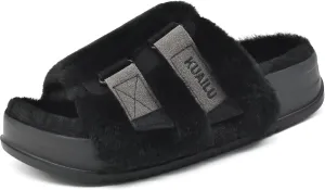 KuaiLu Women's Orthotic Slippers With Arch Support Soft Cushion Sandal Slippers for Woman Ladies Fashion Open Toe Faux Fur Platform Slipper Indoor Outdoor Size 6~12