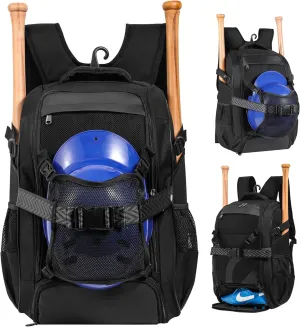 Large Baseball Backpack for Adult Youth 42L Softball Bat Bag with Detachable Adjustable Helmet Mesh Pocket Fit Basketball Soccer Volleyball Baseball Equipment Bag for Men Women 12  Boys Girls