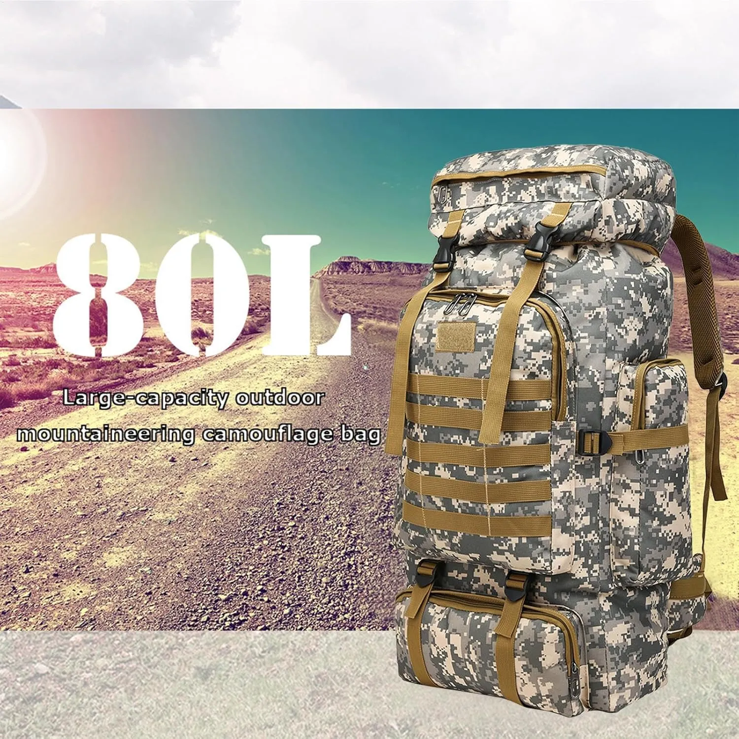 Large Trekking Backpack Men - Outdoor Camping Backpack Men, Waterproof Assault Pack Backpack | Large Hiking Backpack Men, Outdoor Hunting Backpack Men for Outdoor Hiking, Camping, Trekking, Hunting