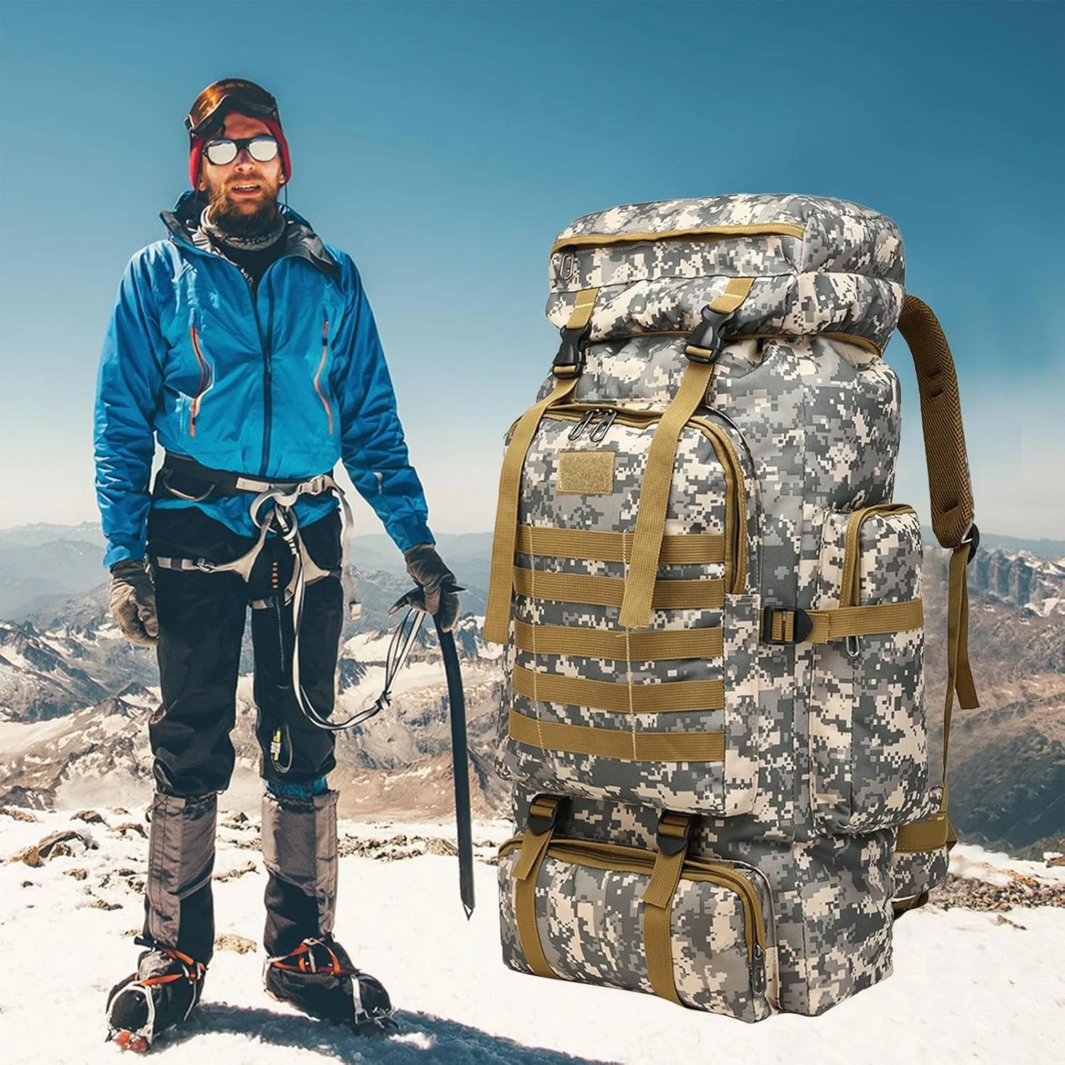 Large Trekking Backpack Men - Outdoor Camping Backpack Men, Waterproof Assault Pack Backpack | Large Hiking Backpack Men, Outdoor Hunting Backpack Men for Outdoor Hiking, Camping, Trekking, Hunting