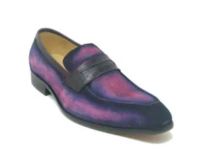 Leather Suede Penny Loafer.-Pink