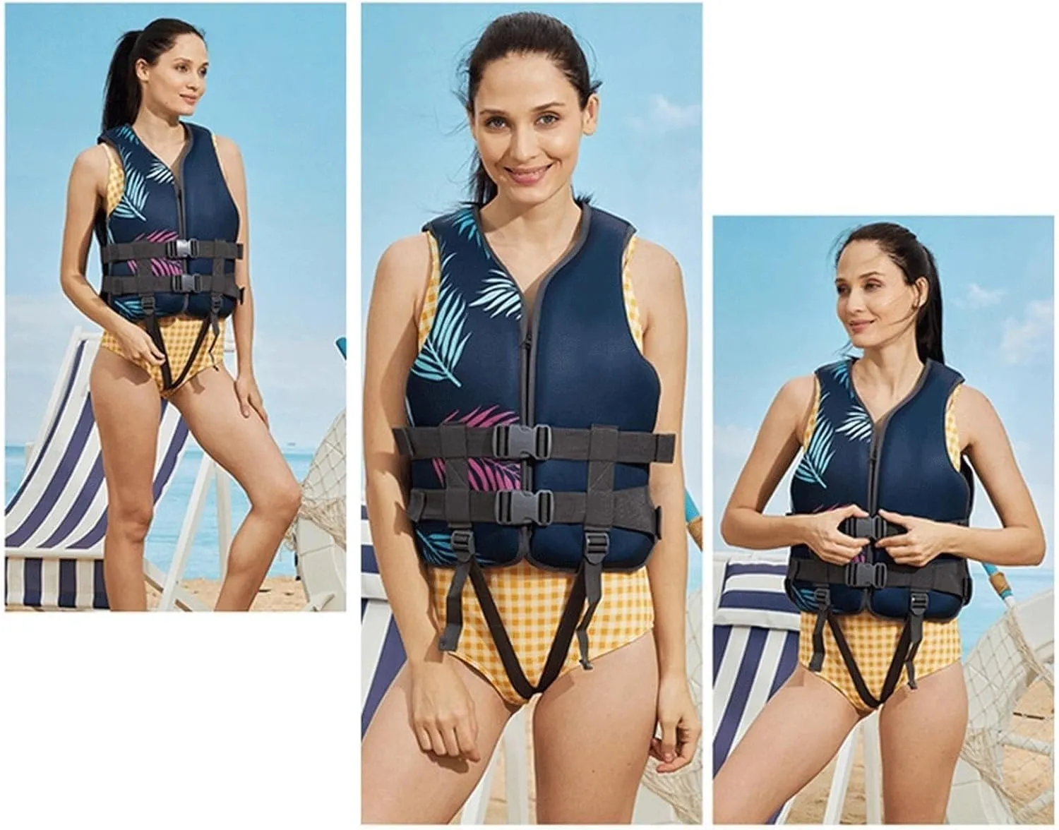 Life Jackets with Zip and Adjustable Belt, Swimming Jacket for Men and Women