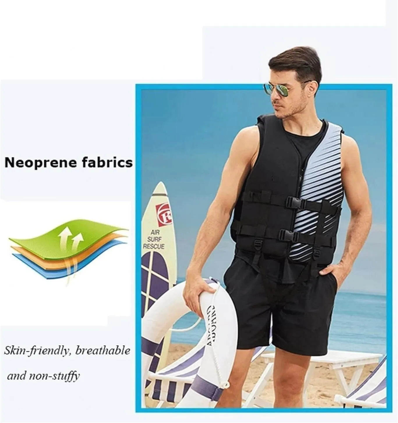 Life Jackets with Zip and Adjustable Belt, Swimming Jacket for Men and Women