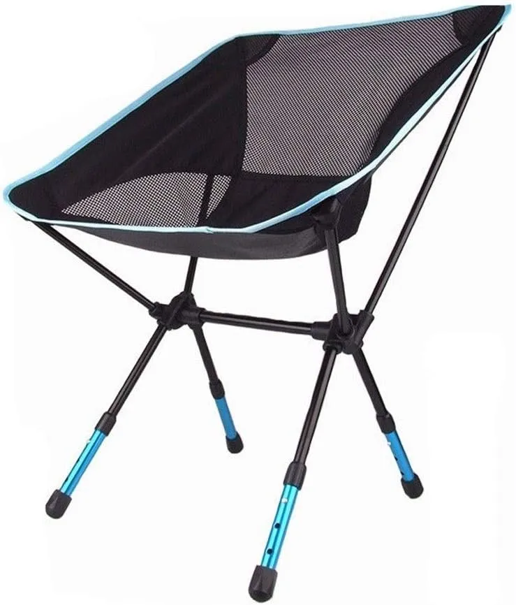 Lightweight Compact Folding Camping Backpack Chairs Breathable Mesh and Retractable Metal Comfortable for Camping Picnic (Color : Blue)