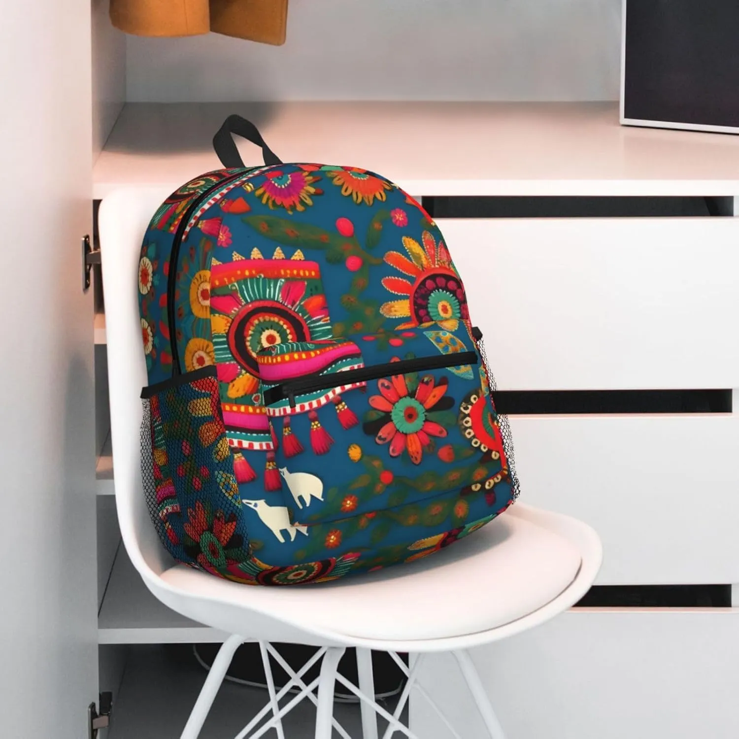 Lightweight Laptop Backpack,Casual Daypack Travel Backpack Bookbag Work Bag for Men and Women-Mexican Folk Art Boho