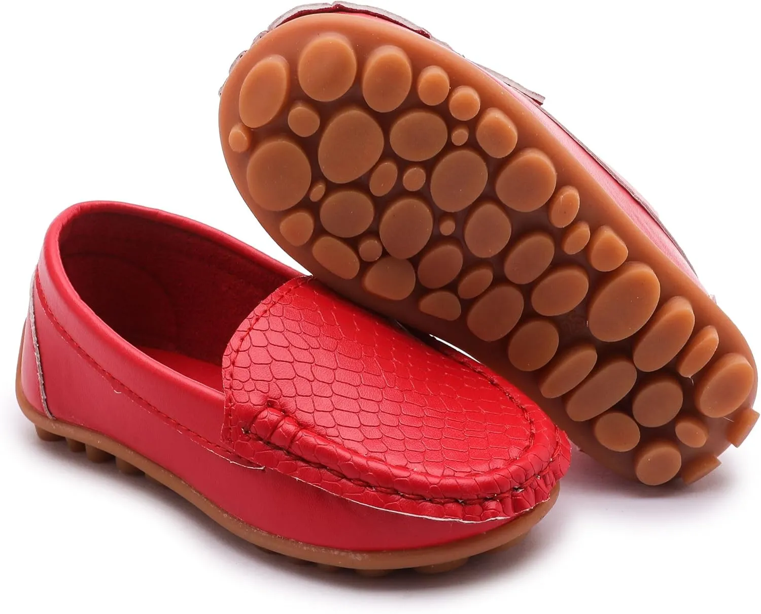 LONSOEN Toddler Little Kid Boys Girls Soft Slip On Loafers Dress Flat Shoes
