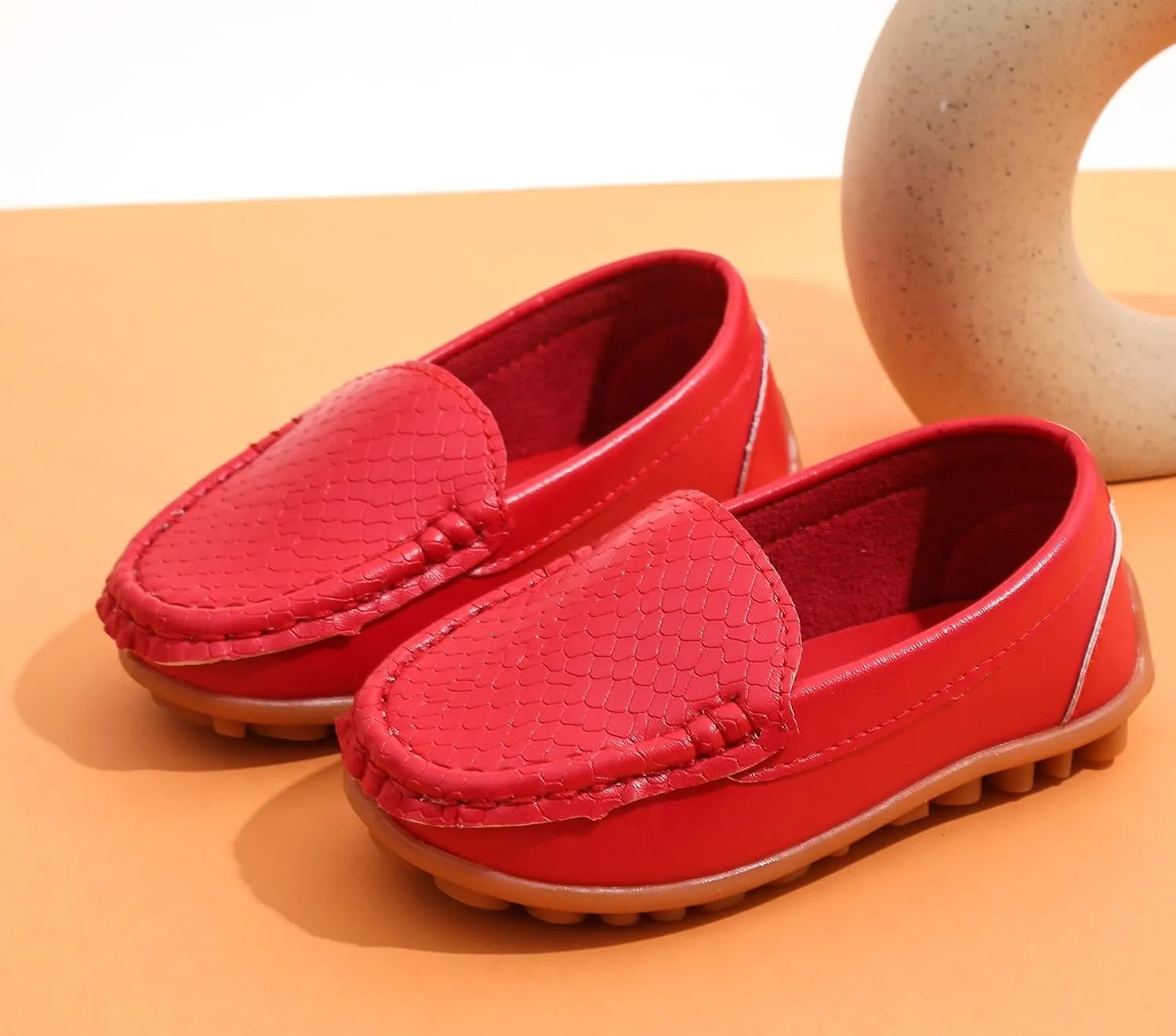 LONSOEN Toddler Little Kid Boys Girls Soft Slip On Loafers Dress Flat Shoes