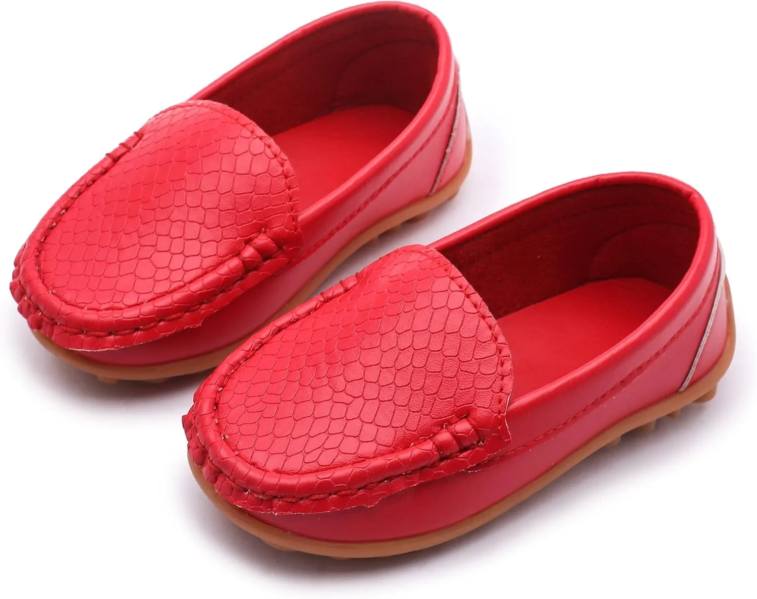 LONSOEN Toddler Little Kid Boys Girls Soft Slip On Loafers Dress Flat Shoes