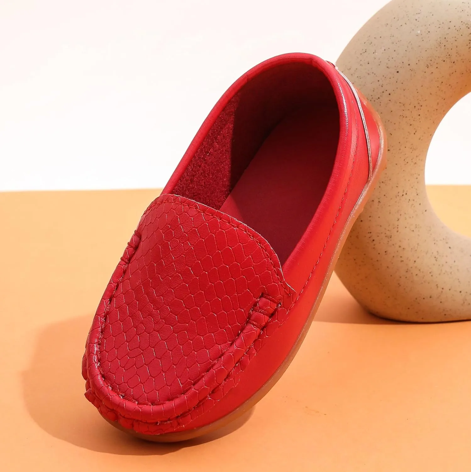LONSOEN Toddler Little Kid Boys Girls Soft Slip On Loafers Dress Flat Shoes