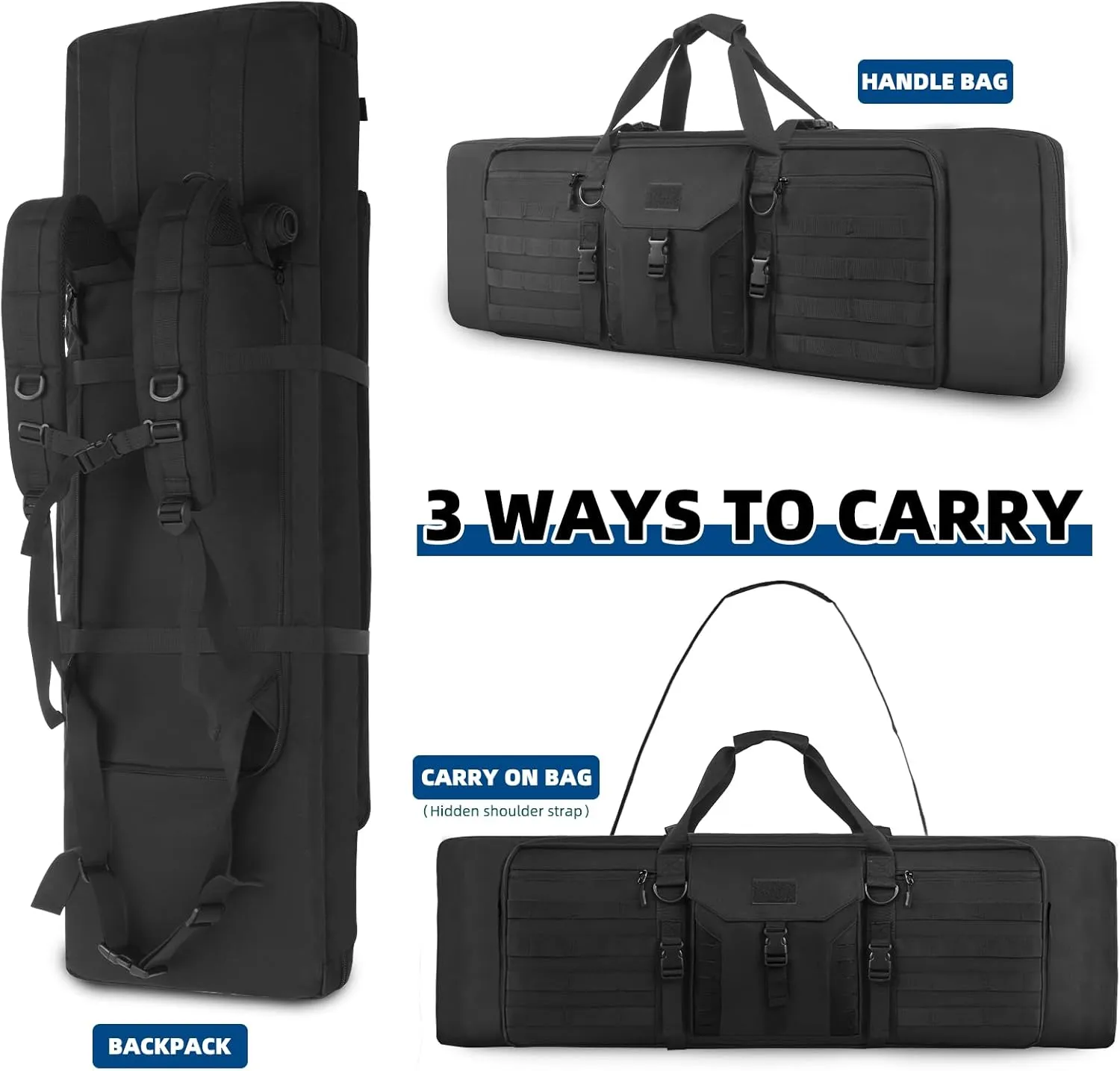 Lovvento Soft Rifle Case Gun Bag Carrying Case Resistant Shooting Range Tactical Pistol Storage Outdoor 30" 36" inch Shotgun Case Water Multi Functional & Multi Pocket Hideable Straps Backpack