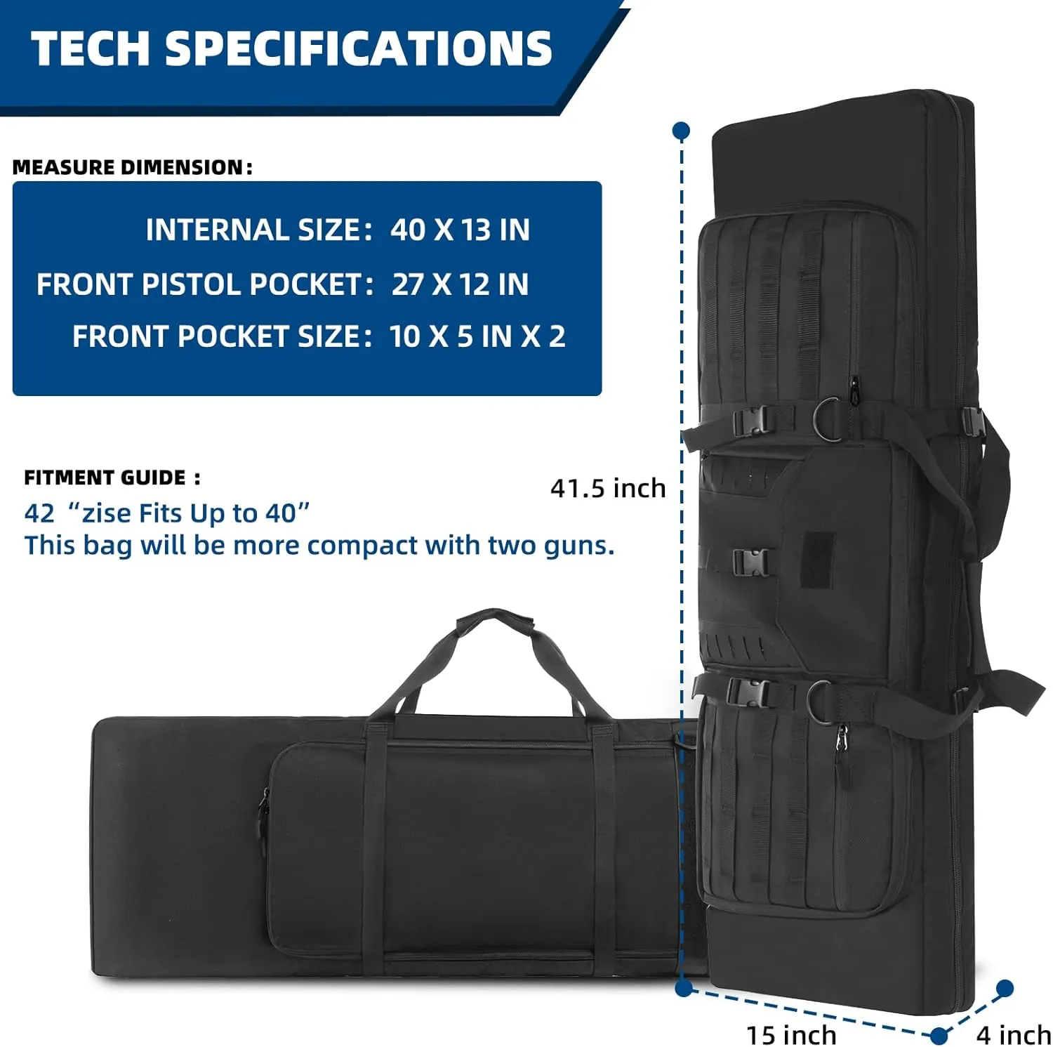 Lovvento Soft Rifle Case Gun Bag Carrying Case Resistant Shooting Range Tactical Pistol Storage Outdoor 30" 36" inch Shotgun Case Water Multi Functional & Multi Pocket Hideable Straps Backpack