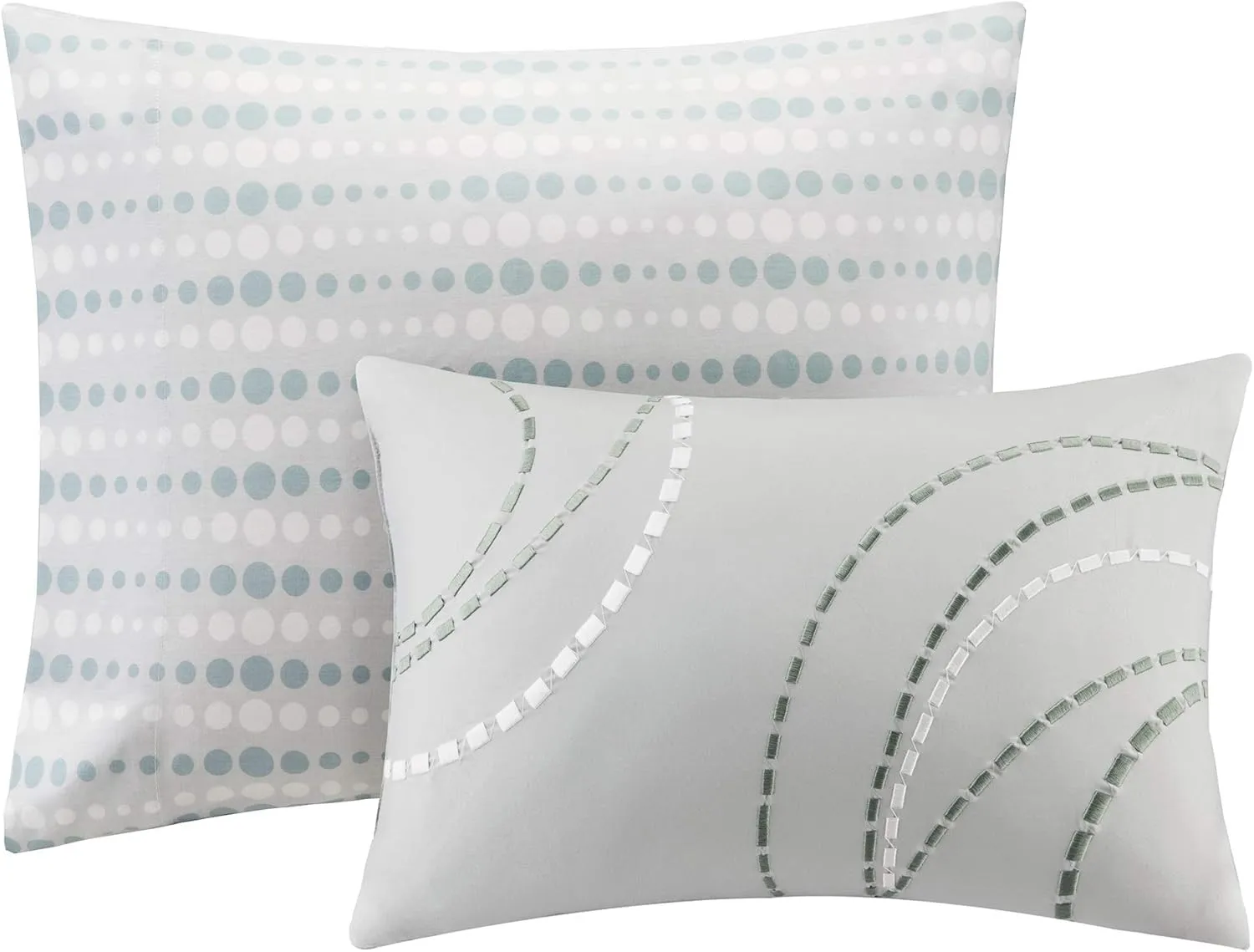 Madison Park Essentials Bed in a Bag Comforter, Vibrant Color Design All Season Down Alternative Cover with Complete Cotton Sheet Set, Full(78"x86"), Knowles, Circular Aqua, 9 Piece
