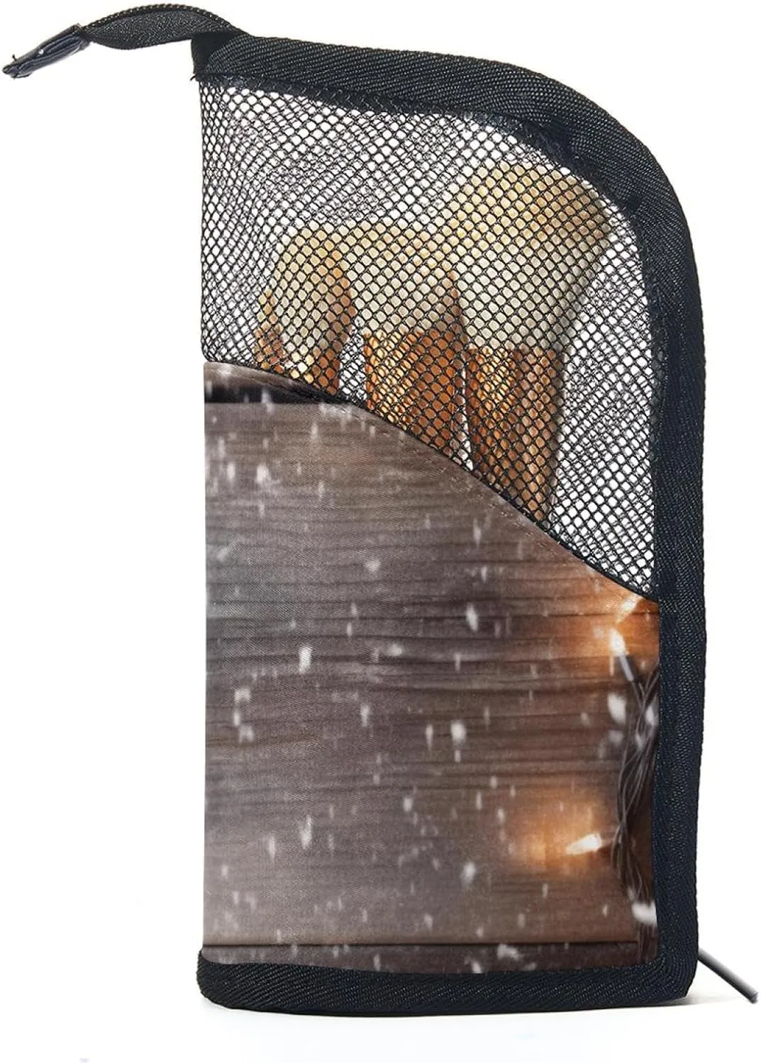 Makeup Bags for Women,Toiletry Bag for Men,Christmas Lights Decoration Wood Planks,Travel Cosmetic Bag