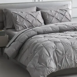 Maple&Stone King Comforter Set - 7 Pieces Pintuck Bed in A Bag King Pleat Pinch - Comforters King Size - Comforter Set with Flat Sheet, Fitted Sheet and Pillowcases & Shams