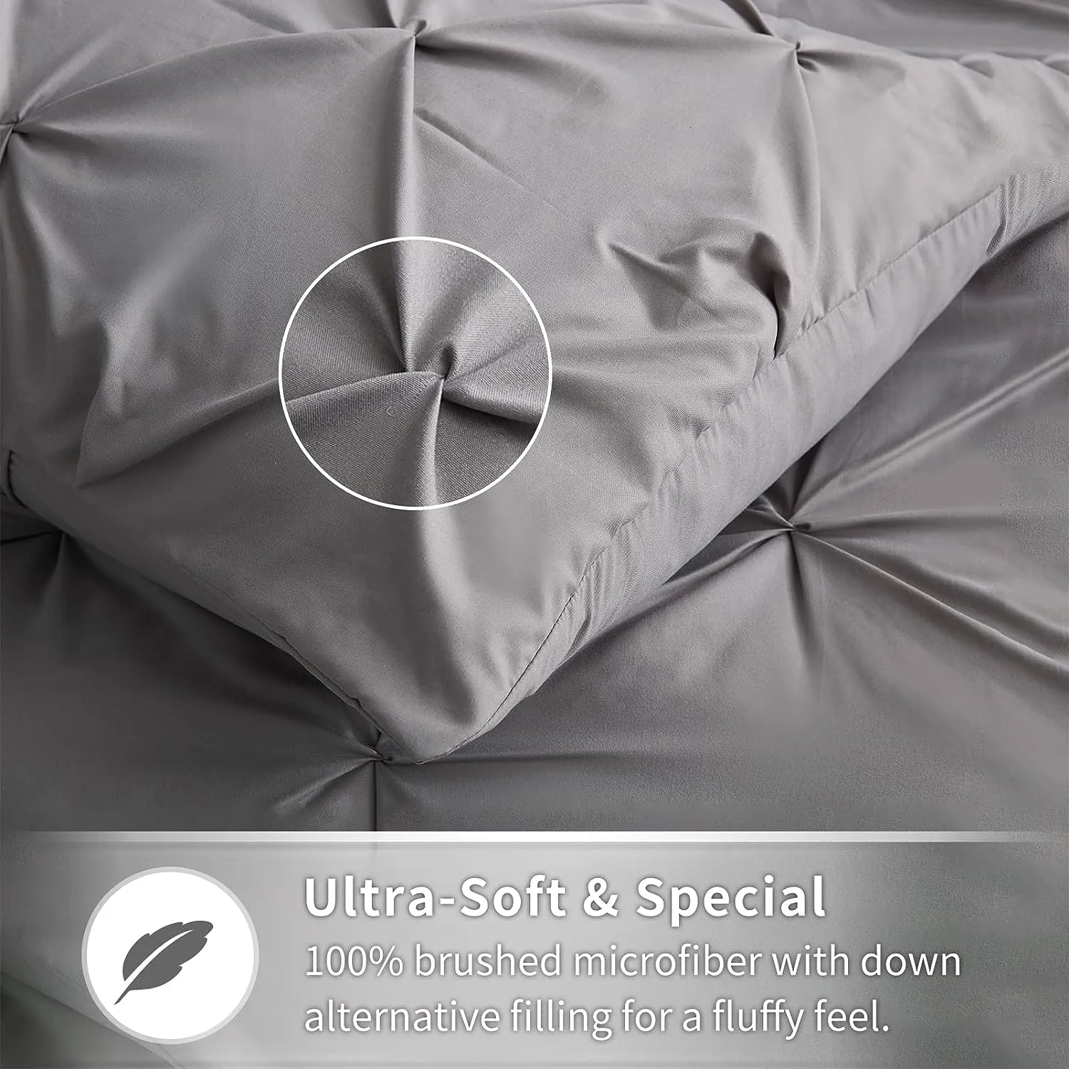 Maple&Stone King Comforter Set - 7 Pieces Pintuck Bed in A Bag King Pleat Pinch - Comforters King Size - Comforter Set with Flat Sheet, Fitted Sheet and Pillowcases & Shams