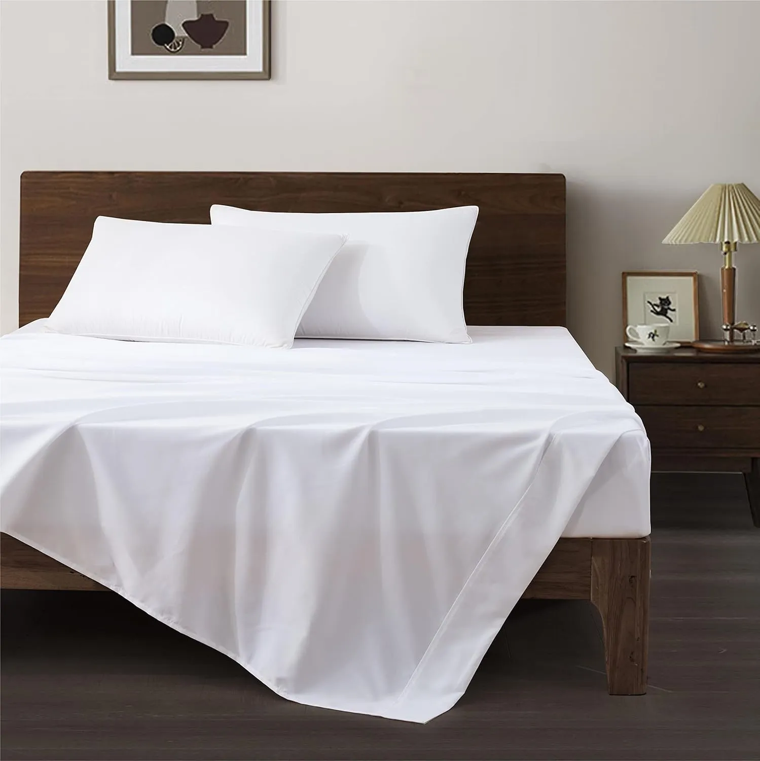 Maple&Stone Twin Flat Sheet 6 Pack,Premium Soft & Breathable,Brushed Microfiber Fabric,Anti-Shrinkage & Non-Fading,Bulk Flat Sheets Only Twin Size (White)