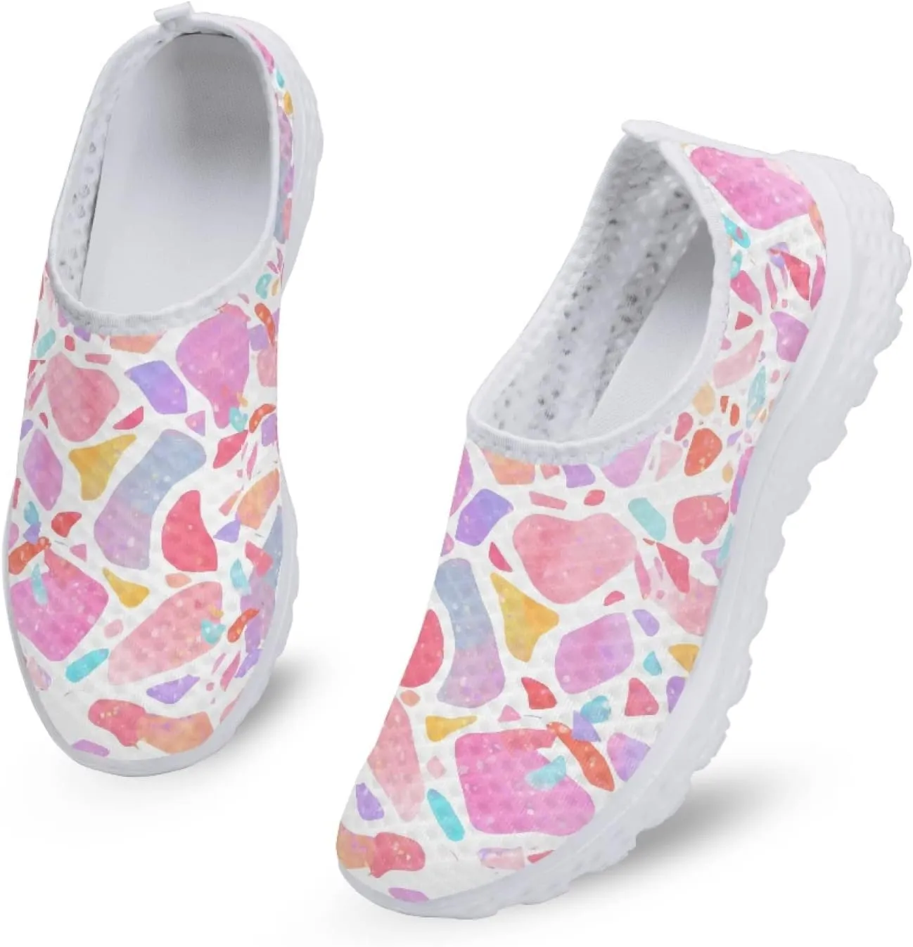 MARSVOVO Walking Shoes for Women with Arch Support and Comfort Lightweight Flexible Breathable Athletic Womens Sneakers Classic Flat Print Fashion Resistant Tennis Non Slip Work Shoes Women