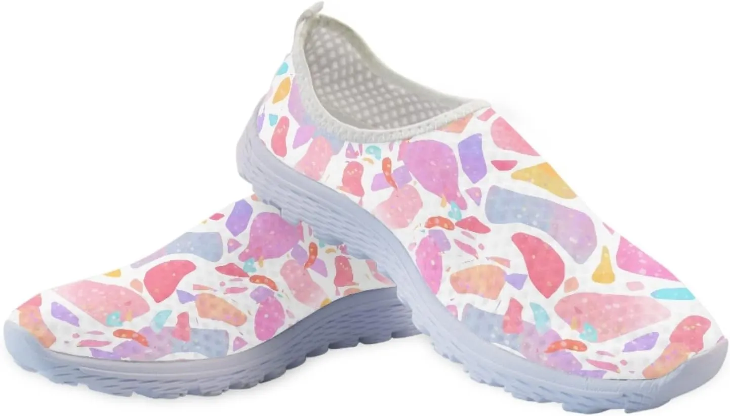 MARSVOVO Walking Shoes for Women with Arch Support and Comfort Lightweight Flexible Breathable Athletic Womens Sneakers Classic Flat Print Fashion Resistant Tennis Non Slip Work Shoes Women
