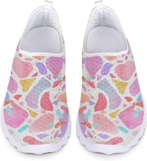 MARSVOVO Walking Shoes for Women with Arch Support and Comfort Lightweight Flexible Breathable Athletic Womens Sneakers Classic Flat Print Fashion Resistant Tennis Non Slip Work Shoes Women