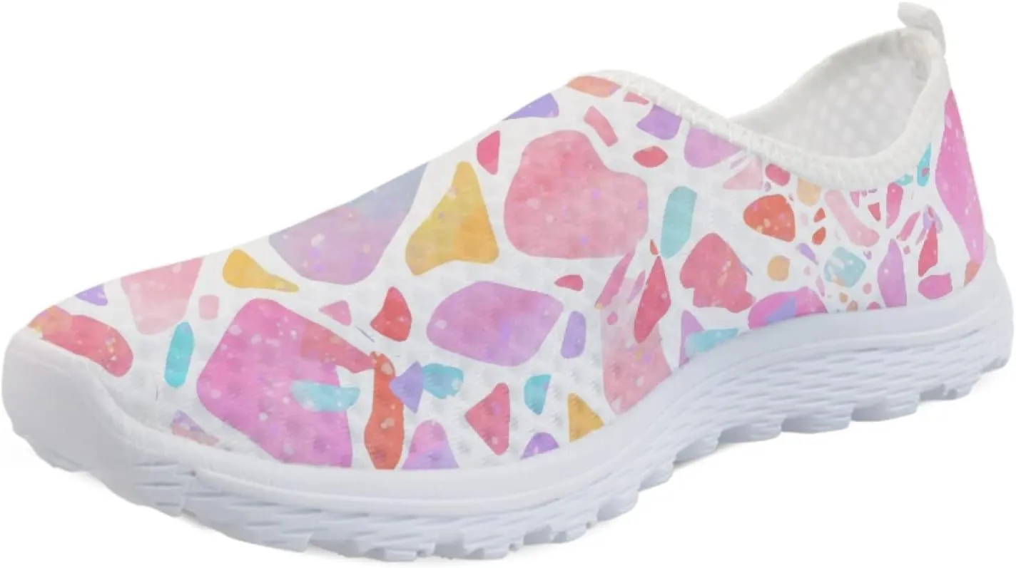 MARSVOVO Walking Shoes for Women with Arch Support and Comfort Lightweight Flexible Breathable Athletic Womens Sneakers Classic Flat Print Fashion Resistant Tennis Non Slip Work Shoes Women