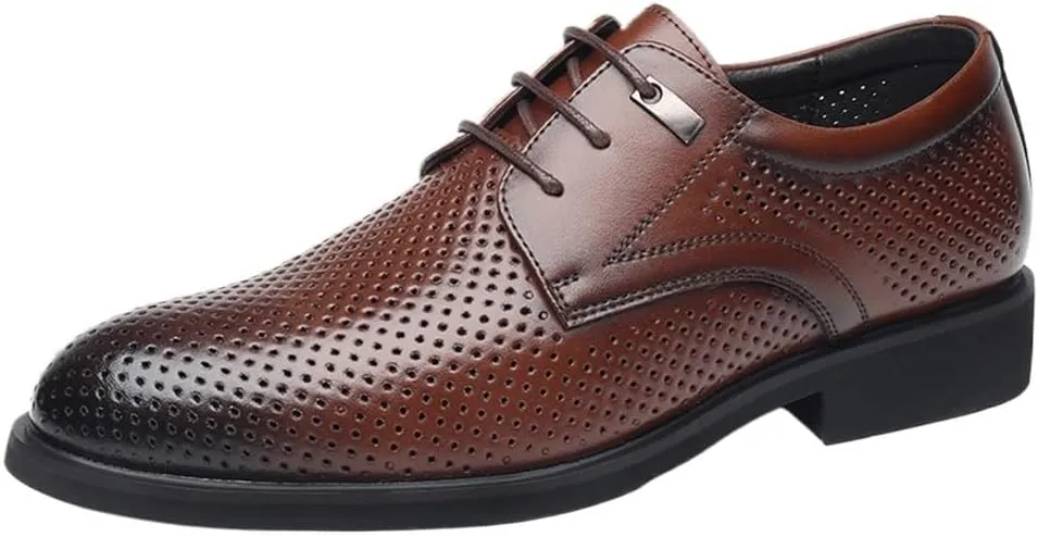 Men's 6cm Height Increasing Elevator Shoes Business Formal Genuine Leather Breathable Casual Prom Wedding Office Shoes
