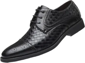 Men's Breathable Business Oxford Derby Modern Leather Business Casual Scale Pattern Comfort Formal Shoes
